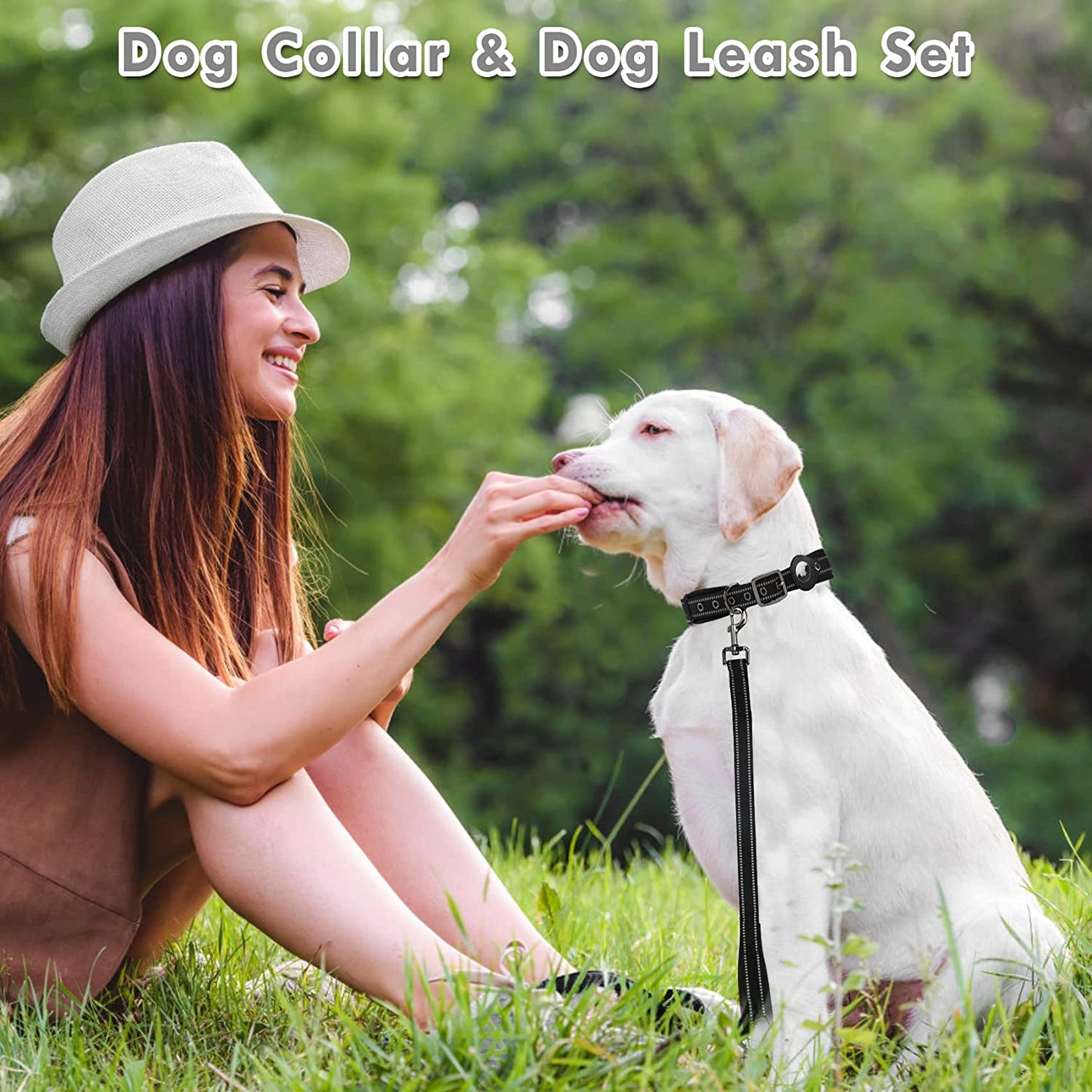 Ufandia Airtag Dog Collar, Reflective Air Tag Dog Collar GPS Pet Collar and Leash Set Combo, Padded Airtag Case Holder Dog Collar with 6 Ft Dog Traction Rope for Medium & Large Dogs  Ufandia   