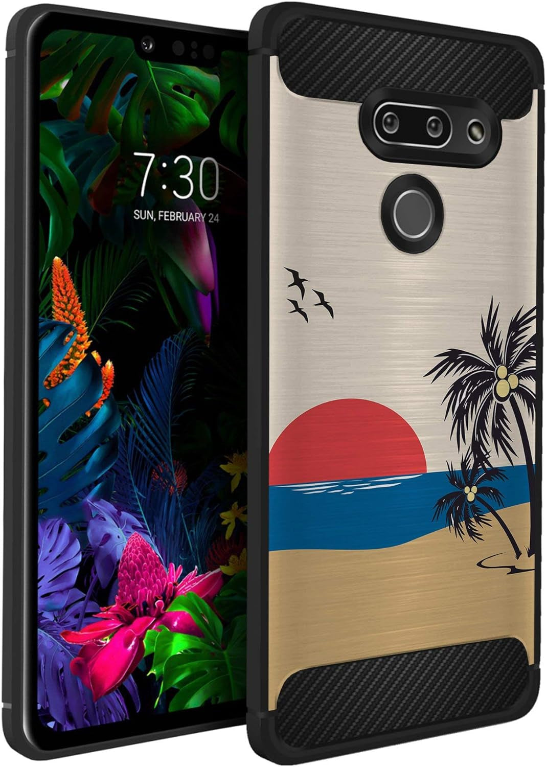 Casesondeck Case Compatible with LG G8 Thinq/Lg G8 -Flexible and Durable Shock Absorption with Carbon Fiber Accents and Designs (Deer Skull)  CasesonDeck Sunset  
