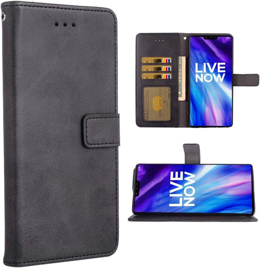 Phone Case for LG V40 Thinq Folio Flip Wallet Case,Pu Leather Credit Card Holder Slots Full Body Protection Kickstand Hard Hybrid Protective Phone Cover for LGV40 Storm V 40 Thin Q V40Thinq Black  Asuwish   