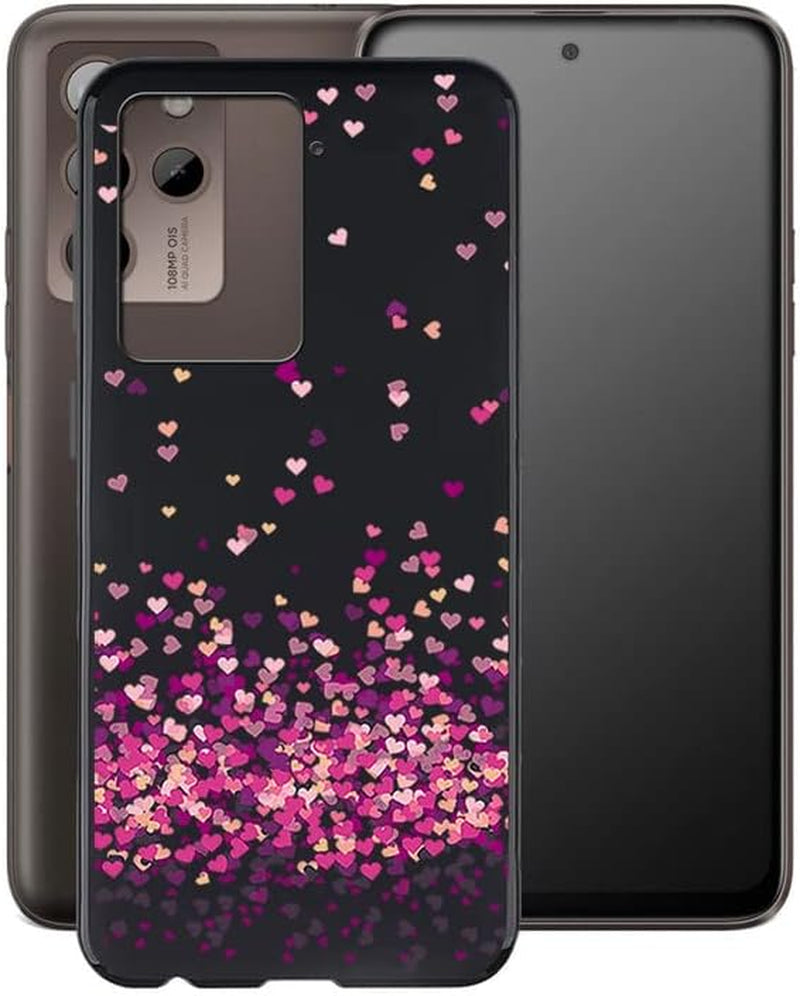 WIMSPEED Case for HTC U23 Pro (6.7"), Black Soft TPU Bumper Phone Case, Slim Shockproof Silicone Military Grade Drop Protective Shell for HTC U23 Pro - Camellia  WIMSPEED Red Heart  