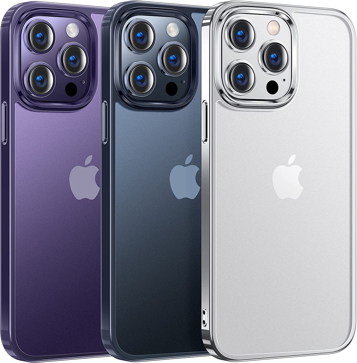 Alphex Invisible Clear Case for Iphone 14 Pro [Look as Caseless] [Never Yellowing] 8FT Military Grade Protective Soft Glossy Bumper Matte Slim Women Men Phone Cover 6.1 Inch, Space Black  Alphex Silver  