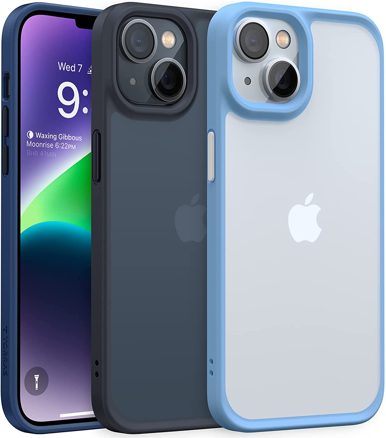 TORRAS Designed for Shockproof Iphone 13 Case/Iphone 14 Case, Military Grade Drop Tested, Shockproof Protective Hard Back Slim Case for Iphone 13 & Iphone 14 Case, Black-Guardian Series  TORRAS Sky Blue iPhone 14/13 (6.1'') 