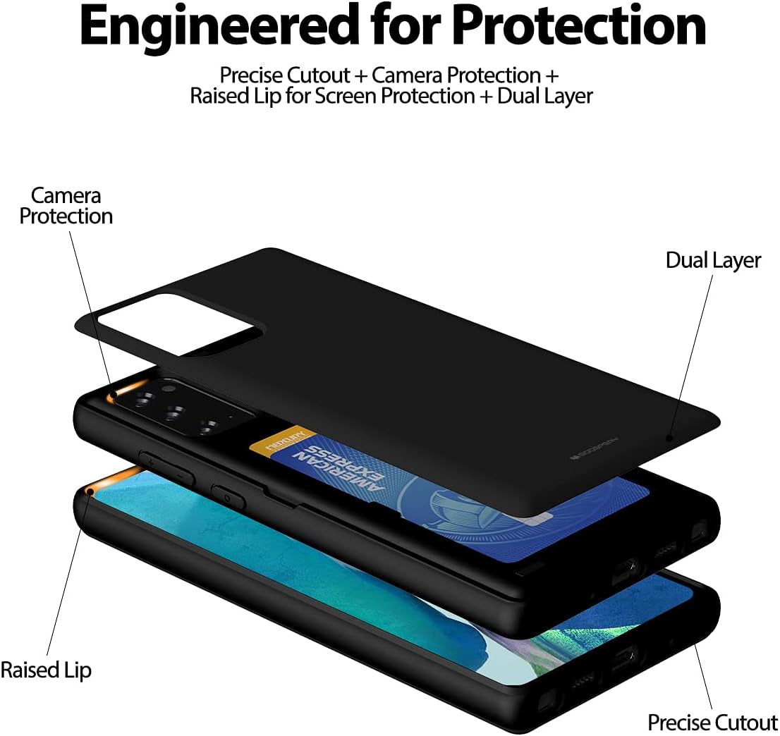 GOOSPERY for Samsung Galaxy Note 20 6.7"(2020) 5G Card Holder Wallet Case, Easy Magnetic Door Closure Protective Dual Layer Bumper Sturdy Phone Back Cover with Hidden Mirror (Black)  GOOSPERY   