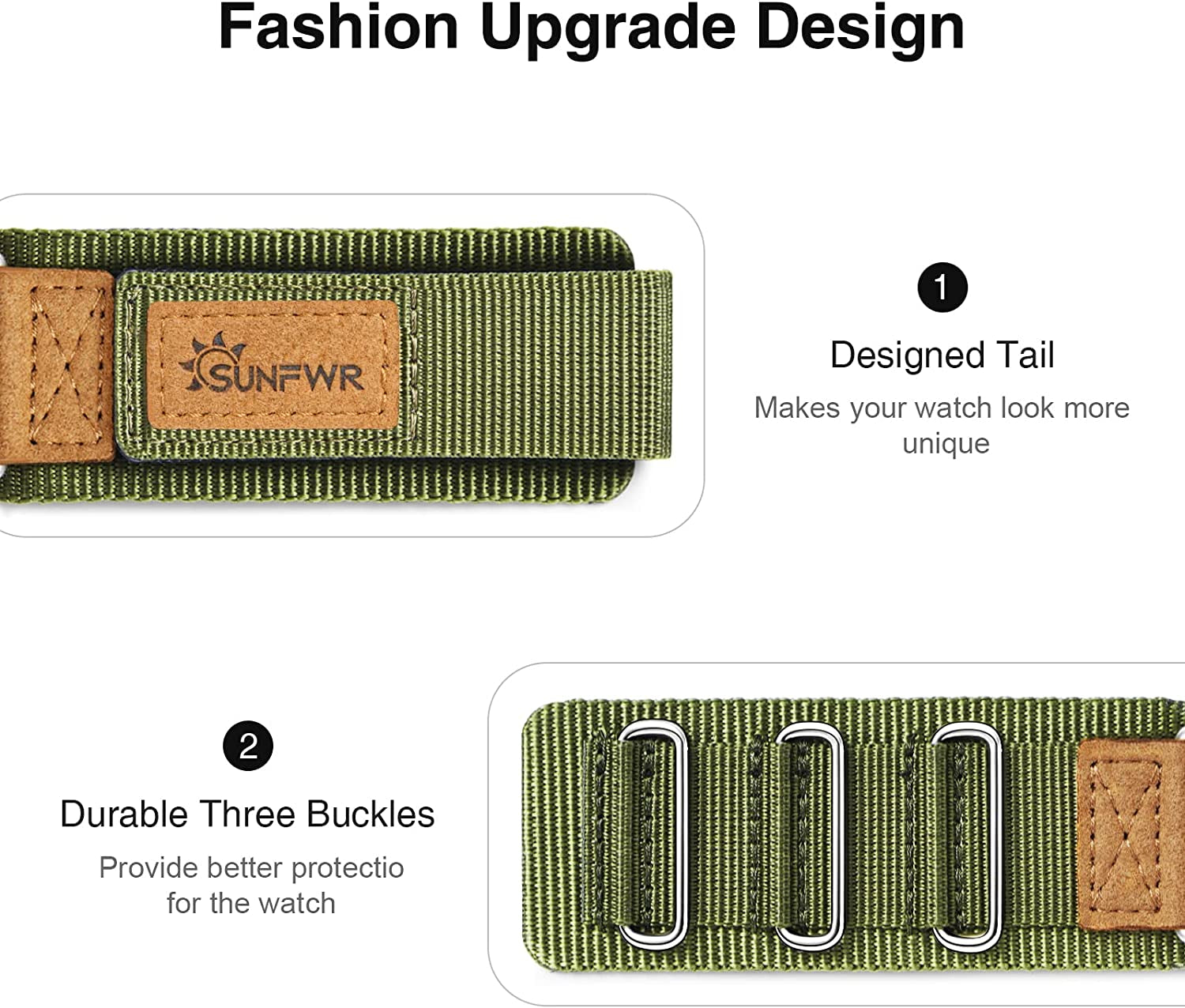 SUNFWR Compatible with Apple Watch Band 42Mm 44Mm 45Mm 49Mm 38Mm 40Mm 41Mm, Rugged Replacement Velcro Strap with Three Buckle Loop Design Tough Nylon Band for Iwatch Ultra Series 8/7/6/5/4/3/2/1/SE  SUNFWR   