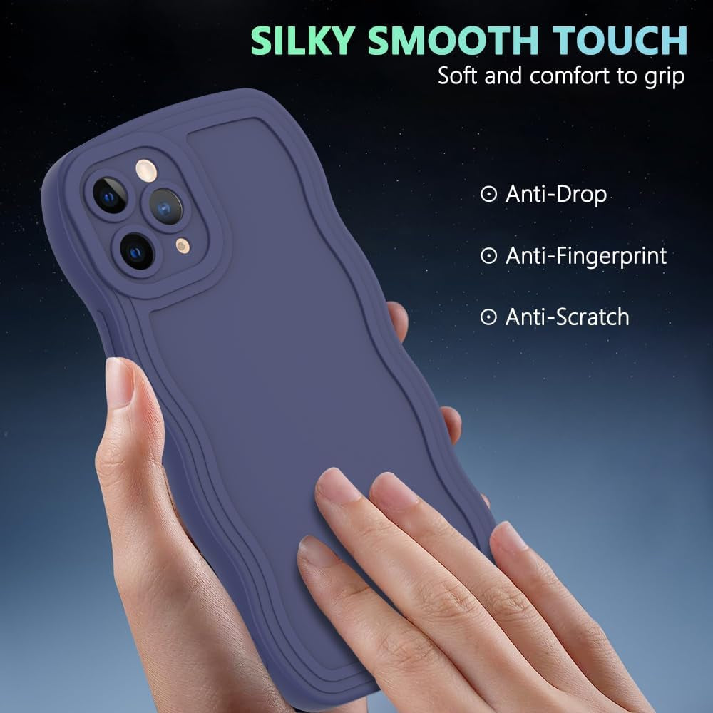 WOGROO Case for Iphone 11 Pro Case,Wave Curly Frame Design,Soft Flexible Tpu,Cute Wavy Solid Color Aesthetic Flashion Phone Case Shockproof Protective Case Cover 5.8" - Dark Purple  WOGROO   