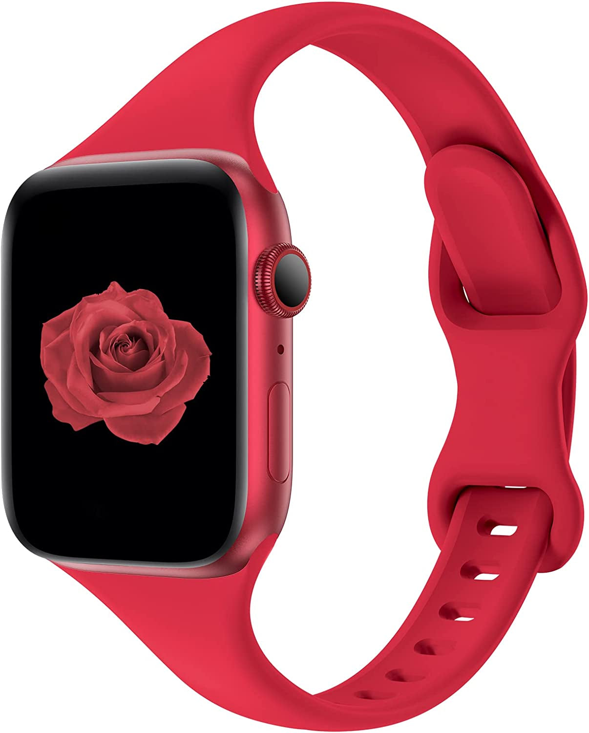 Acrbiutu Bands Compatible with Apple Watch 38Mm 40Mm 41Mm 42Mm 44Mm 45Mm 49Mm, Slim Thin Narrow Replacement Silicone Sport Strap Wristbands for Iwatch Series Ultra 8/7/6/5/4/3/2/1 SE Women Men  Acrbiutu A,Red 42/44/45/49mm 