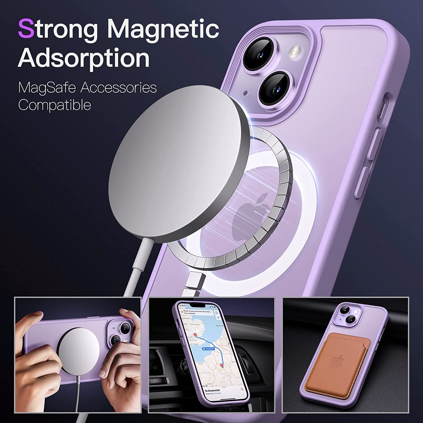 Jetech Magnetic Case for Iphone 14 6.1-Inch Compatible with Magsafe, Translucent Matte Back Slim Shockproof Phone Cover (Light Purple)  JETech   