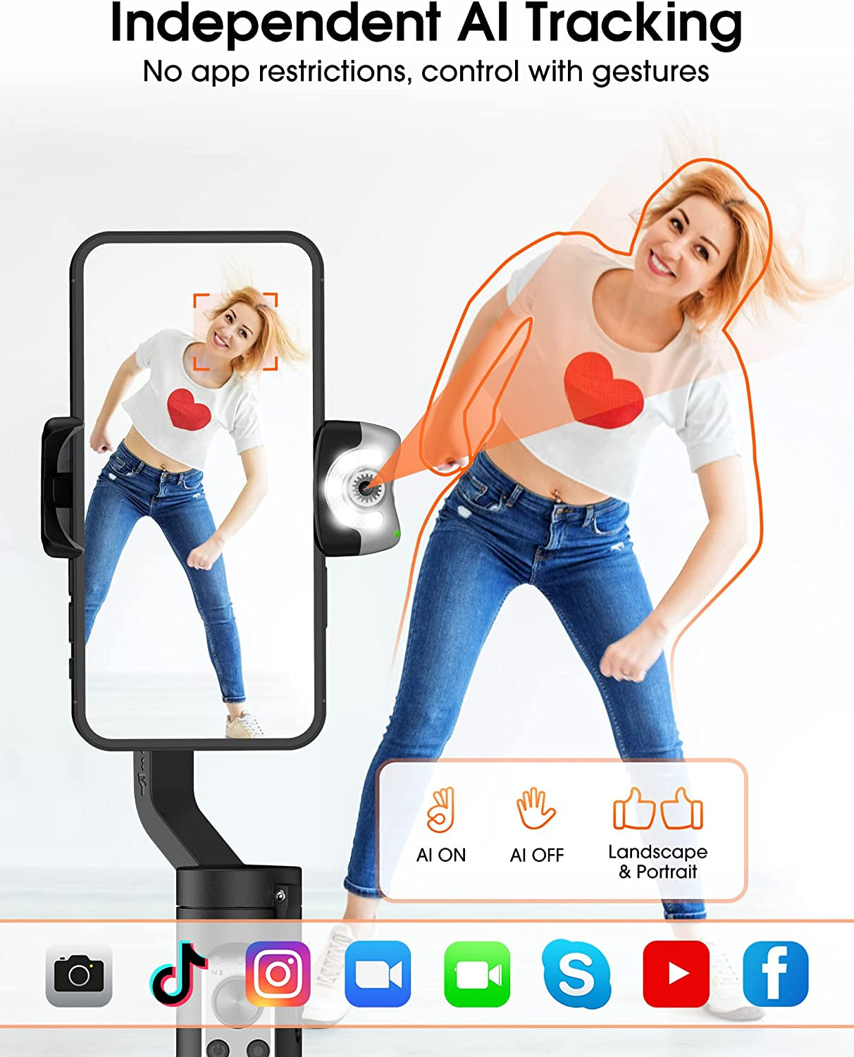 Hohem Isteady V2 Gimbal Stabilizer for Smartphone, 3-Axis Phone Gimbal W/Independent AI Tracking Sensor & Fill Light, Foldable Gimbal Vlogging Stabilizer for Iphone Android Youtube Tiktok Live Video  hohem Technology Co., LTD.   