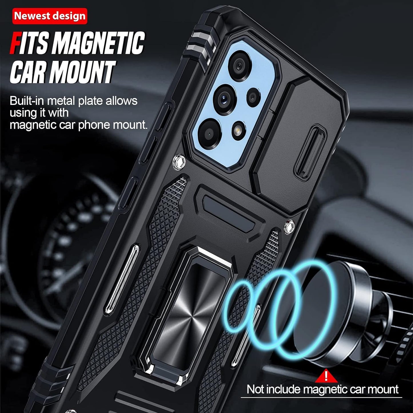 Leyi for Galaxy A53 5G Case: Galaxy A53 5G Case with Slide Camera Cover + [2 Packs] Screen Protector, 360 Full Body Military-Grade Phone Case with Upgrade Kickstand for Galaxy A53 5G, Black  LeYi   