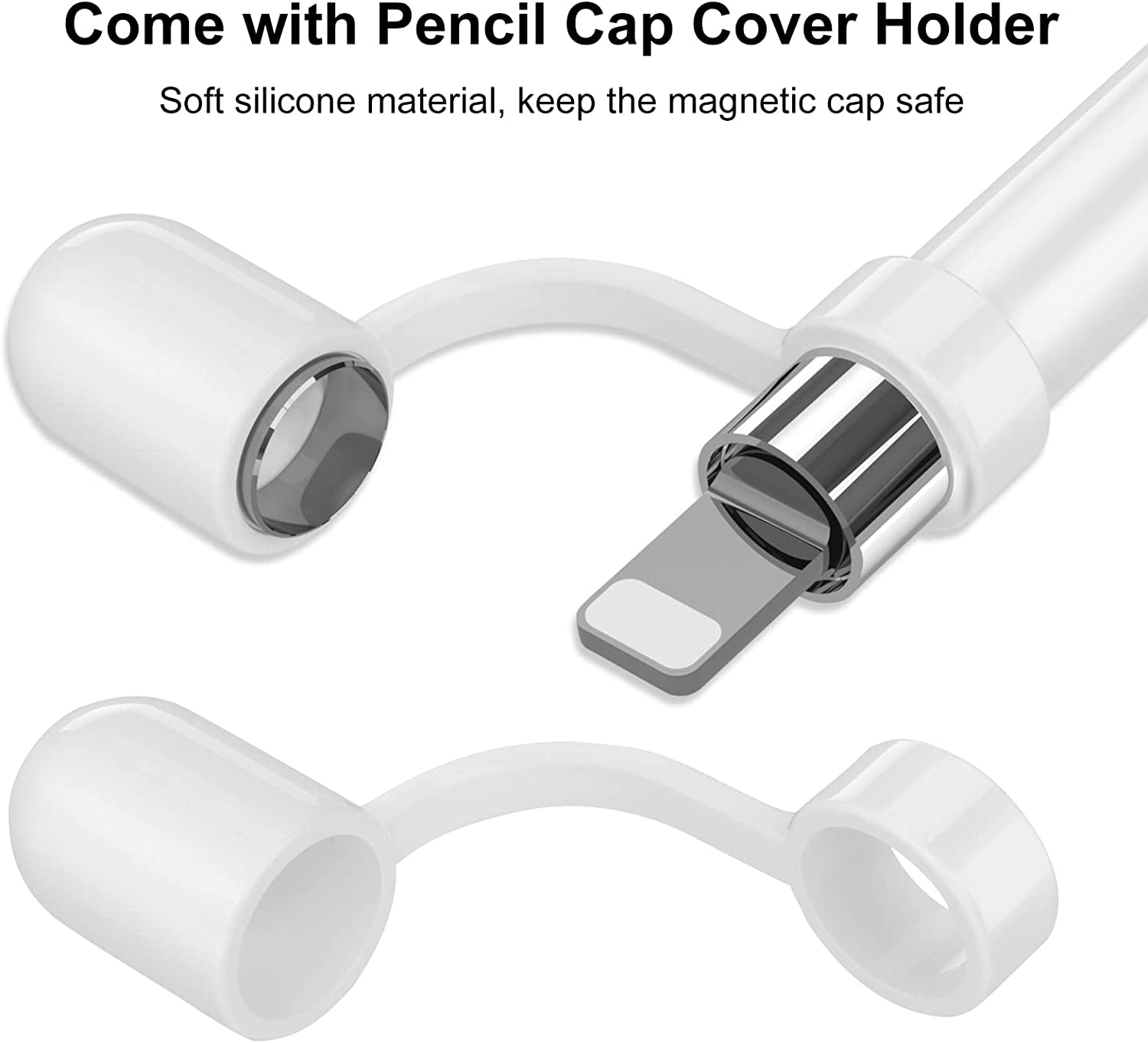 APETOO Magnetic Replacement Cap for Apple Pencil 1St Gen,2-Sets Ipencil Replacement Cap with Anti-Lost Silicone Holder for Ipad Pro Pencil End Cap Stylus Top Cover Protective Holder for Ipad Pencil  APETOO   