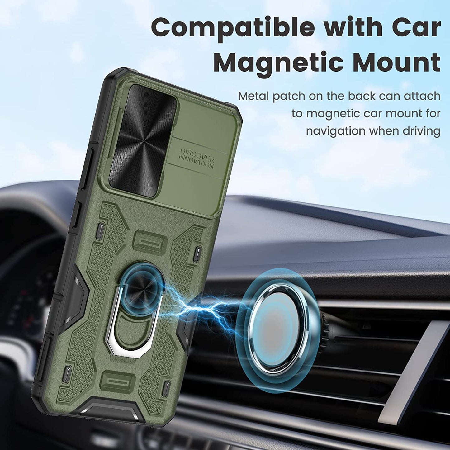 Caka for S22 plus Case, Samsung Galaxy S22 plus Case with Camera Cover & Kickstand with Built-In 360° Rotate Ring Stand Magnetic Magnet Protective Phone Cover Case for Galaxy S22+ plus 5G -Green  Caka   