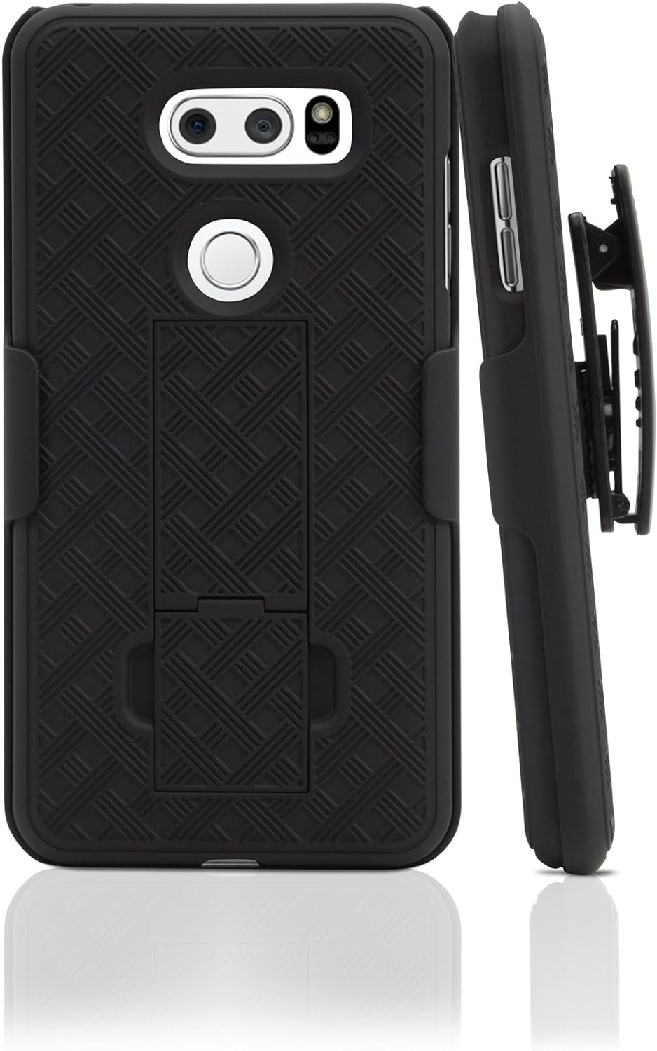 Boxwave Holster Compatible with LG V30 - Dual+ Holster Case, Shell Cover and Belt Clip Holster with Kickstand for LG V30 - Jet Black  BoxWave Corporation   