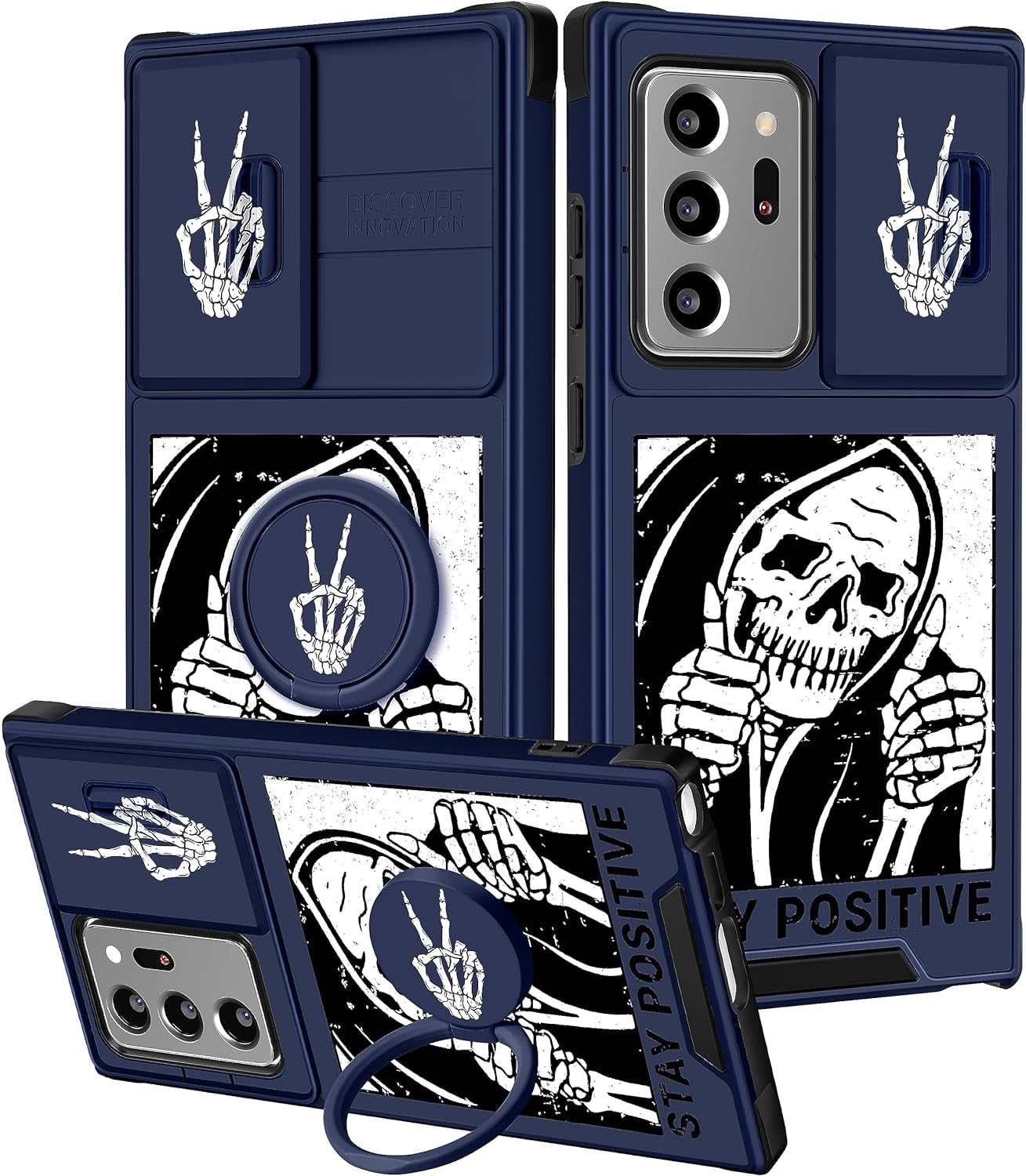 Funermei (2In1 for Samsung Galaxy Note 20 Ultra Case for Women Cute Girls Phone Cover Butterfly Girly Aesthetic Purple Butterfly Design with Camera Cover+Ring Funda for Galaxy Note 20 Ultra Case 5G  Funermei 3-Skeleton Like  