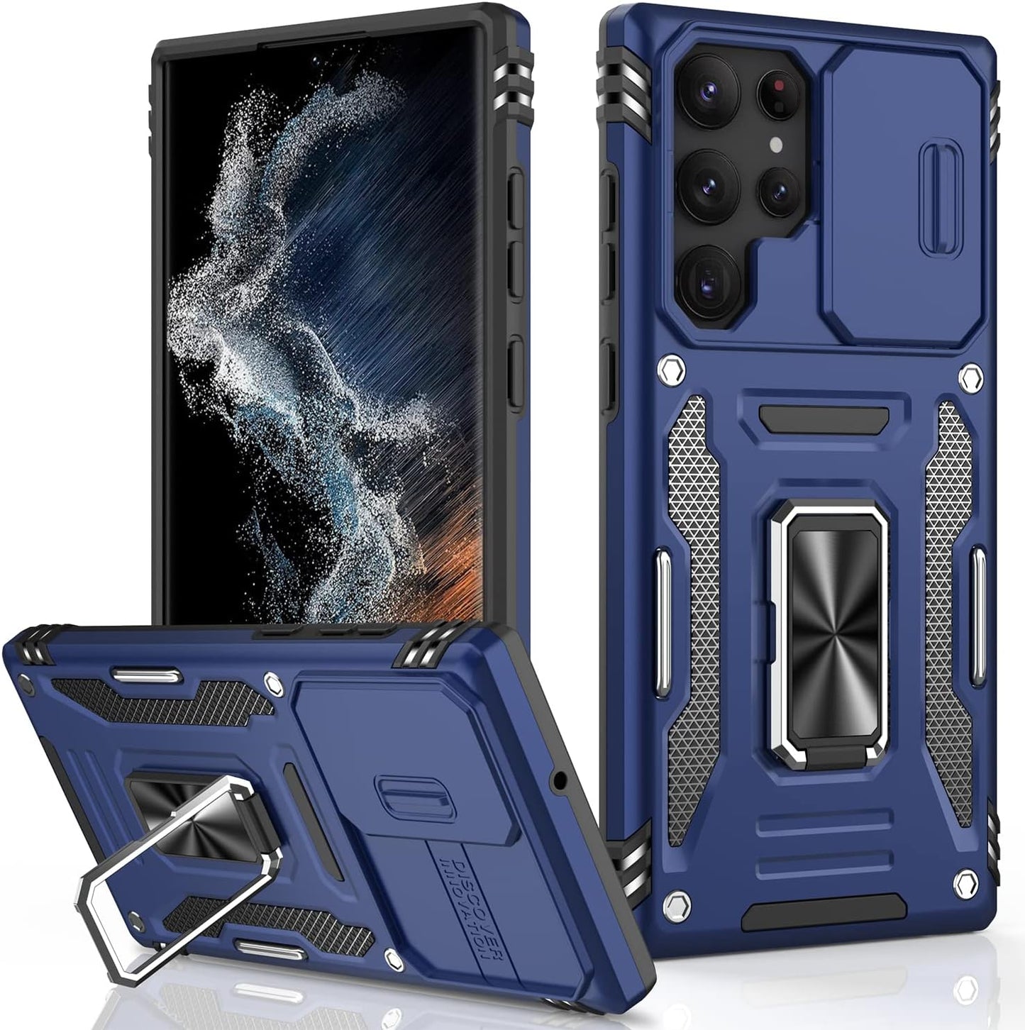 LUMARKE Galaxy S22 plus Case with Camera Cover,Samsung S22 plus Cover Pass 16Ft Drop Test Military Grade Heavy Duty Protective Phone Case with Kickstand for Samsung Galaxy S22 plus Black  LUMARKE Navy Blue Galaxy S22 Ultra 6.8''-L 