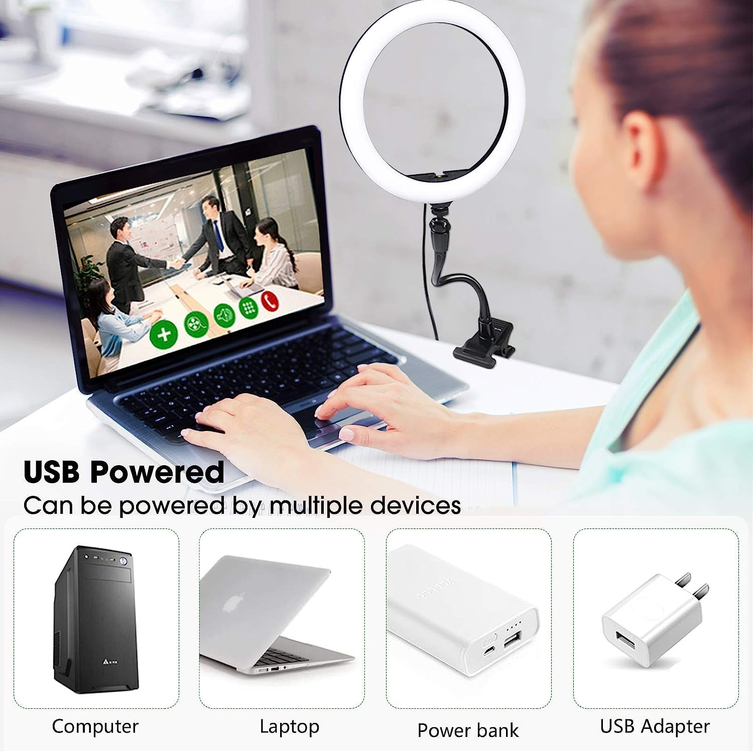 Smatree 10" LED Selfie Ring Light with Flex Clamp Mount & Tripod Stand & Phone Holder, Dimmable Desktop Ring Light with 3 Light Modes for Live Streaming/Makeup/Photography/Tiktok/Youtube Videos/Vlog  Smatree   