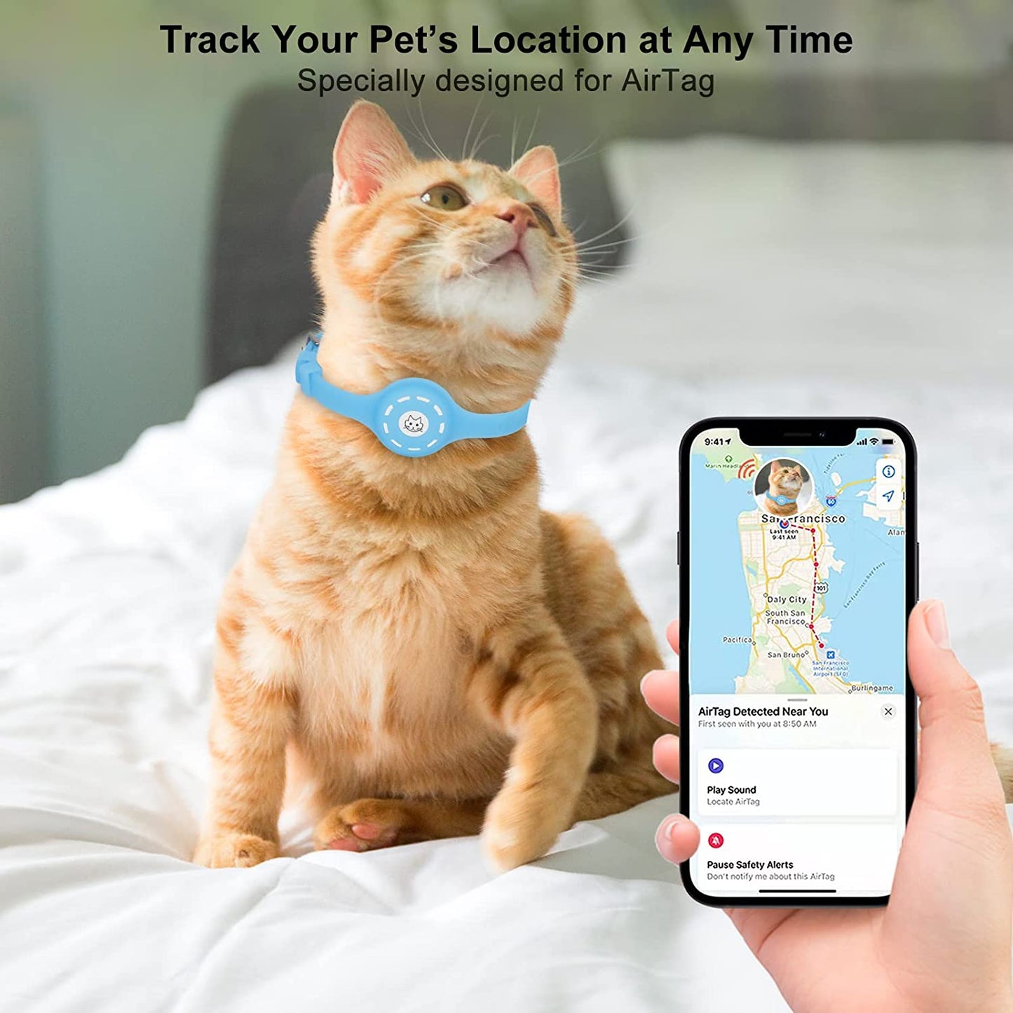 Airtag Dog Collar with Airtag Holder Case Integrated 2 Pack, Luminous Silicone Anti-Lost Apple Air Tag Dog/Cat Holder for Pet and 2 HD Protective Film Set (Neck 10.8-12.5")  CNUORN   