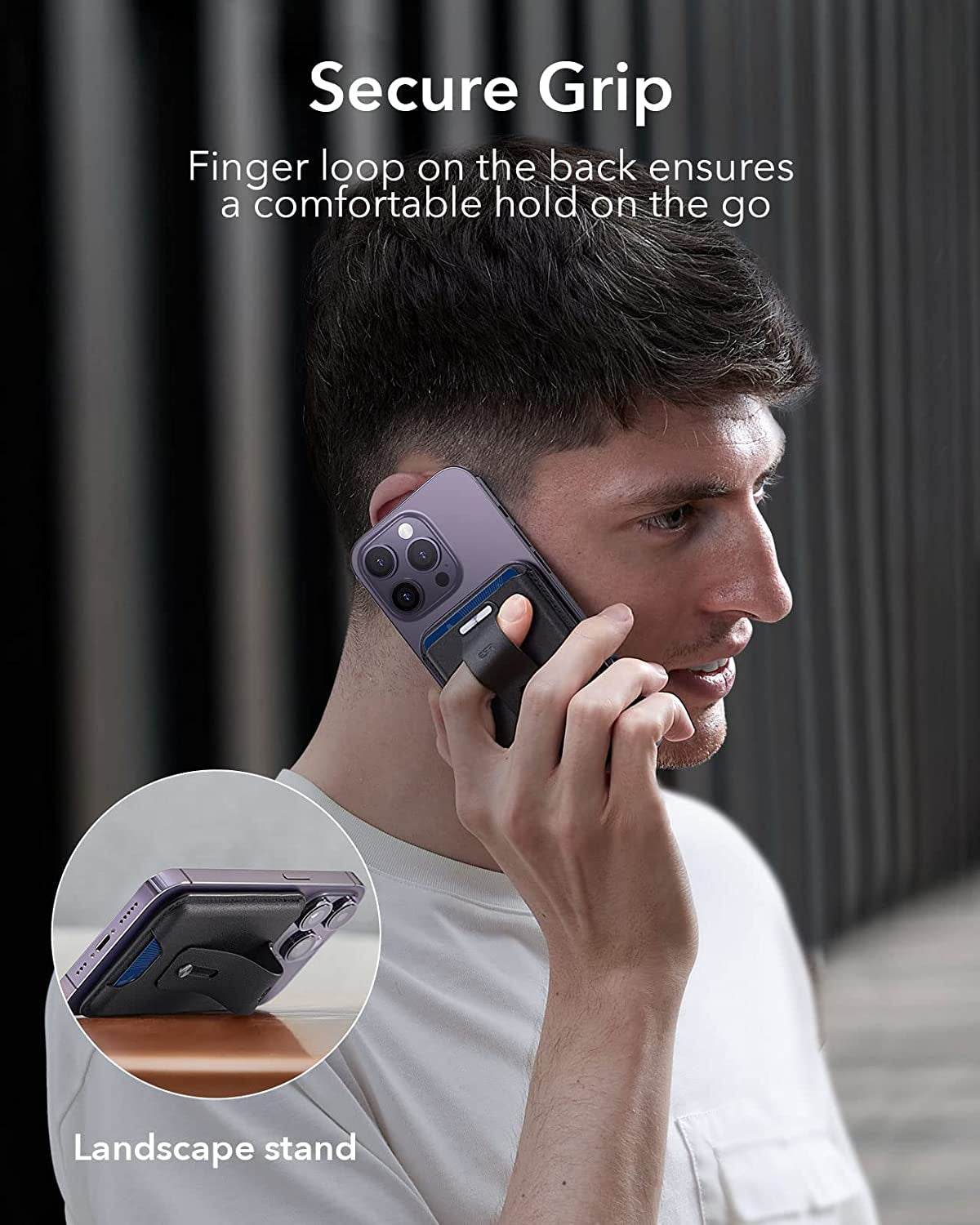 ESR Magsafe Wallet (Halolock), Iphone Wallet with Secure-Grip Finger Loop, Magnetic Wallet for Iphone 14/13/12 Series, Not for 13/12 Mini, 3-Card Holder, Vegan Leather, Magsafe Accessories, Black  Electronic Silk Road Corp   