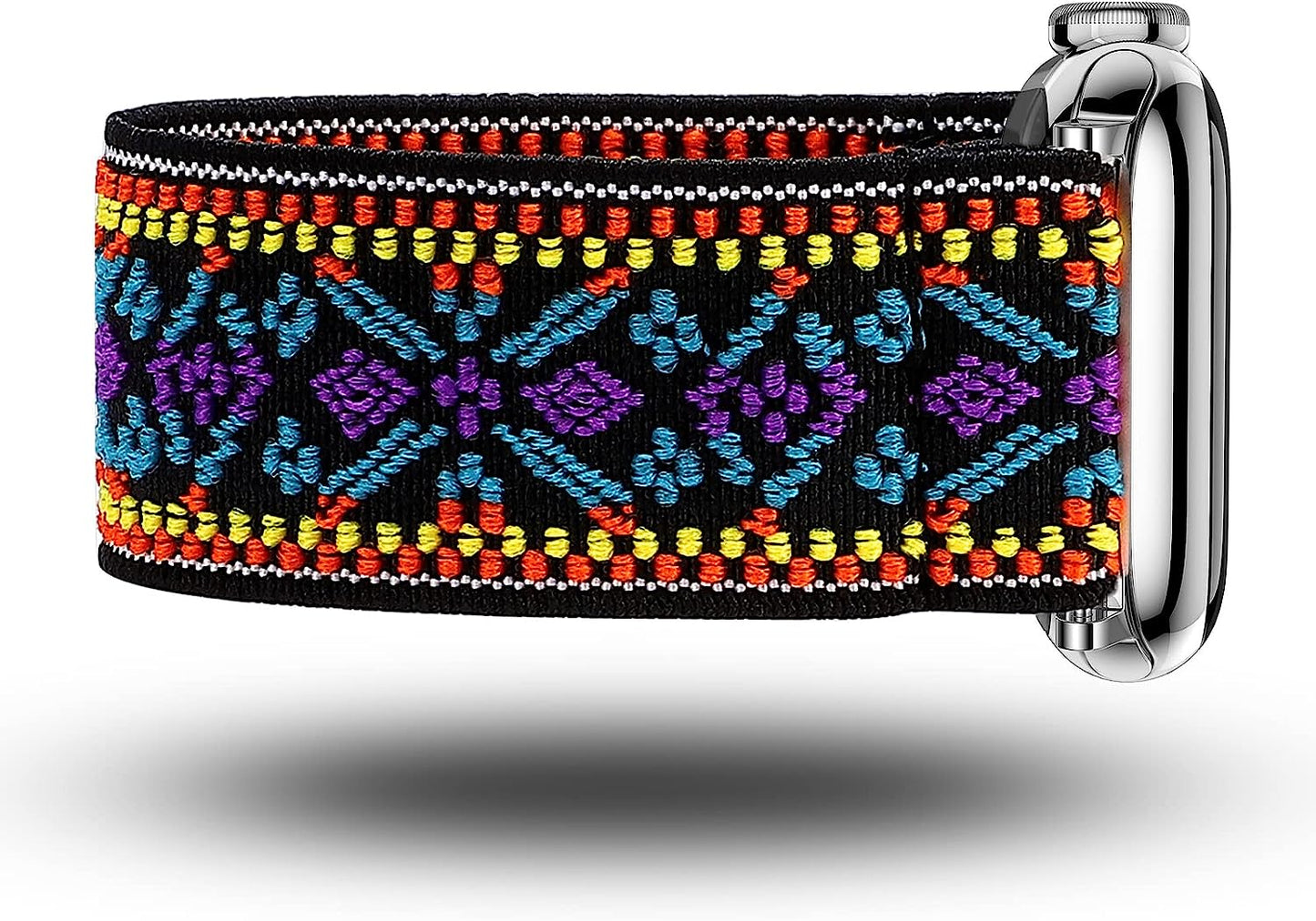 TOYOUTHS Elastic Band Compatible with Apple Watch Band Scrunchies Stretchy Solo Loop 41Mm/40Mm/38Mm Soft Nylon Strap Replacement Wristband for Iwatch Series 8/7/SE/6/5/4/3/2/1, Black/Gold/Blue, S  TOYOUTHS   