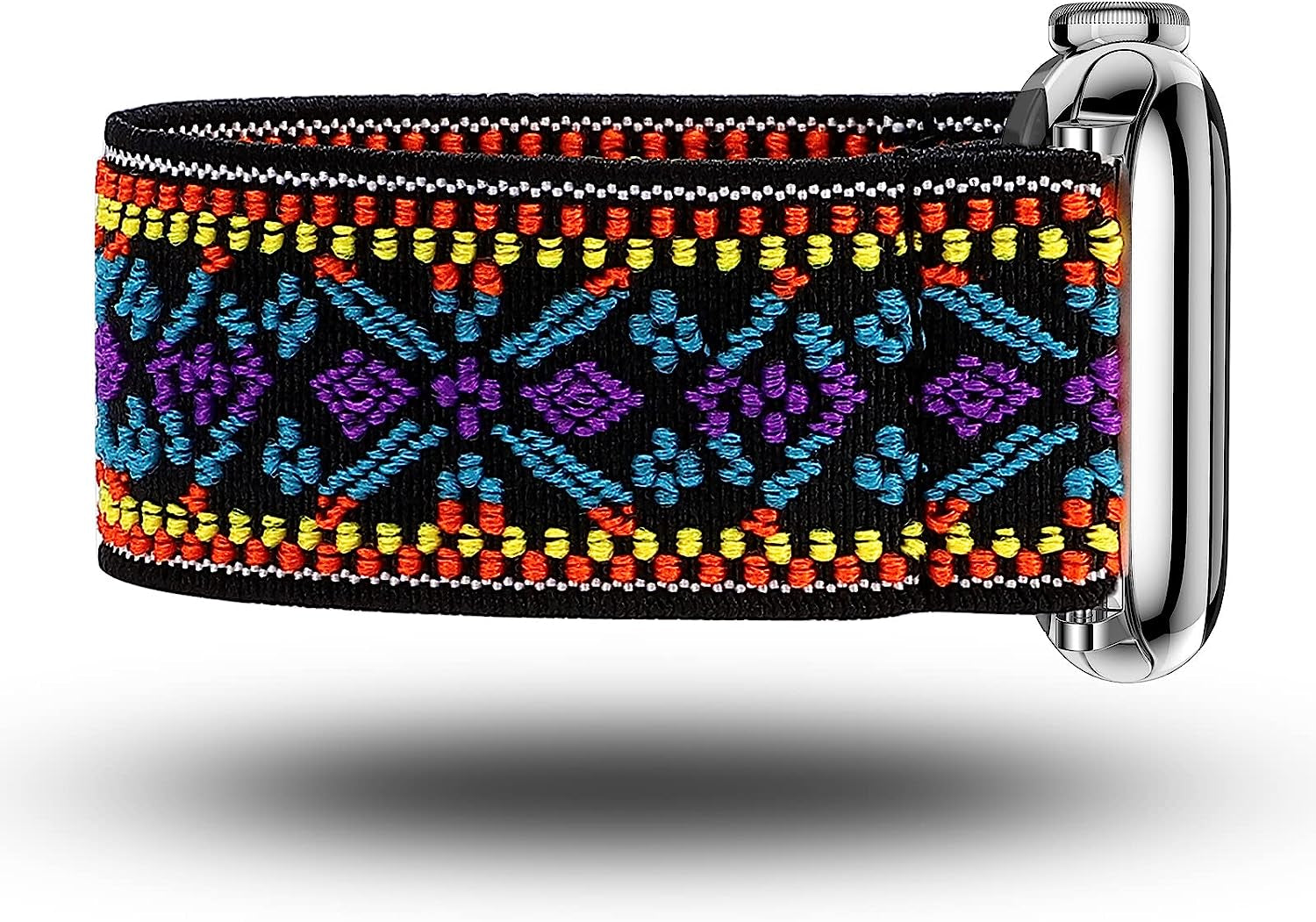 TOYOUTHS Elastic Band Compatible with Apple Watch Band Scrunchies Stretchy Solo Loop 41Mm/40Mm/38Mm Soft Nylon Strap Replacement Wristband for Iwatch Series 8/7/SE/6/5/4/3/2/1, Black/Gold/Blue, S  TOYOUTHS   