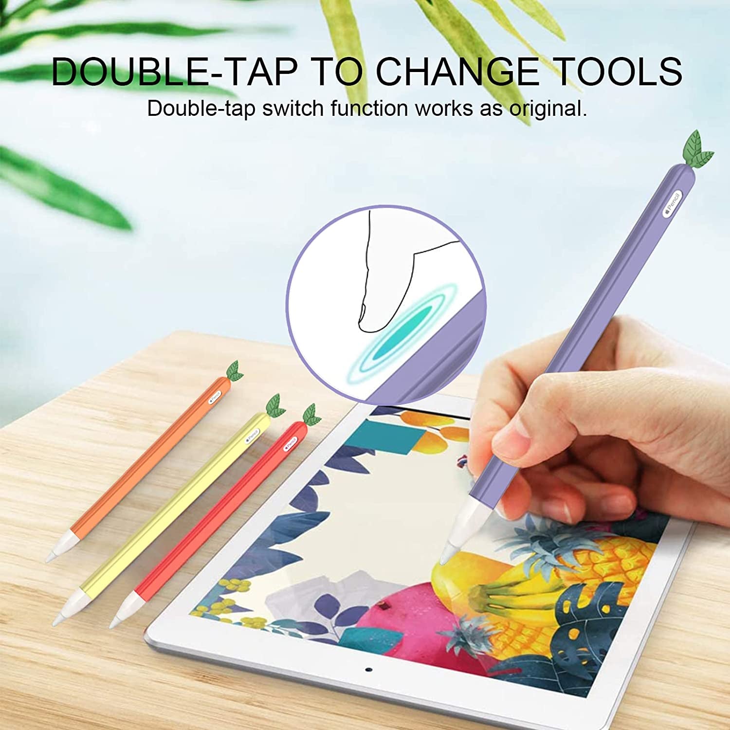 WITOP Apple Pencil 2Nd Generation Case,Ipencil Case Sleeve Cute Fruit Design Silicone Soft Protective Cover Accessories Compatible with Apple Pencil 2Nd Generation (Purple)  WITOP   