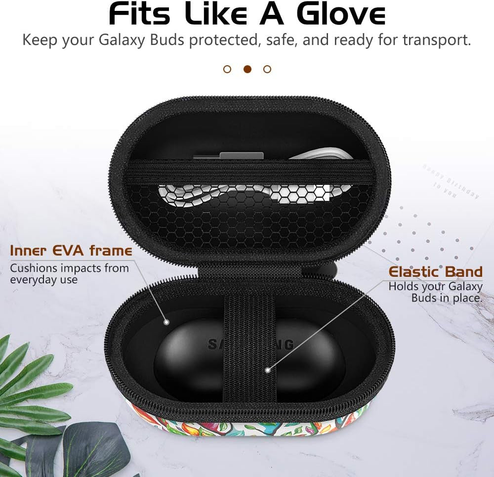 Moko Carrying Case Compatible with Samsung Galaxy Buds + plus 2020 / Galaxy Buds 2019, Protective Bag Portable Pouch Cover Storage Case with Elastic Band and Mesh Accessory Pocket - Lucky Tree  MoKo   