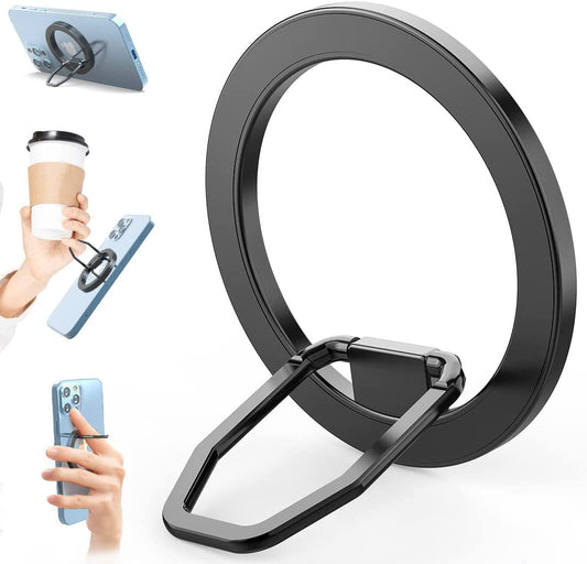 Zylee Magnetic Phone Grip, Magnetic Phone Ring for Magsafe, Magnetic Phone Finger Holder, Adjustable Kickstand, Phone Holder Grip Ring Stand for Magsafe Accessories(Black/Pink)  zylee   
