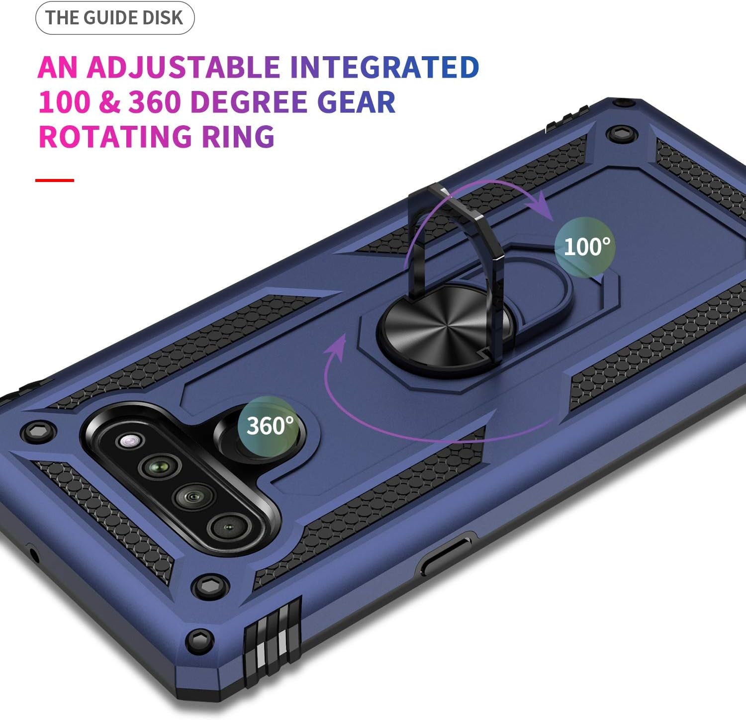 YZOK Compatible with LG Stylo 6 Case,With HD Screen Protector,Military Grade Protective Phone Case with 360 Degree Rotating Metal Ring, Holder Kickstand Cover Case for LG Stylo 6 (Blue)  YZOK   