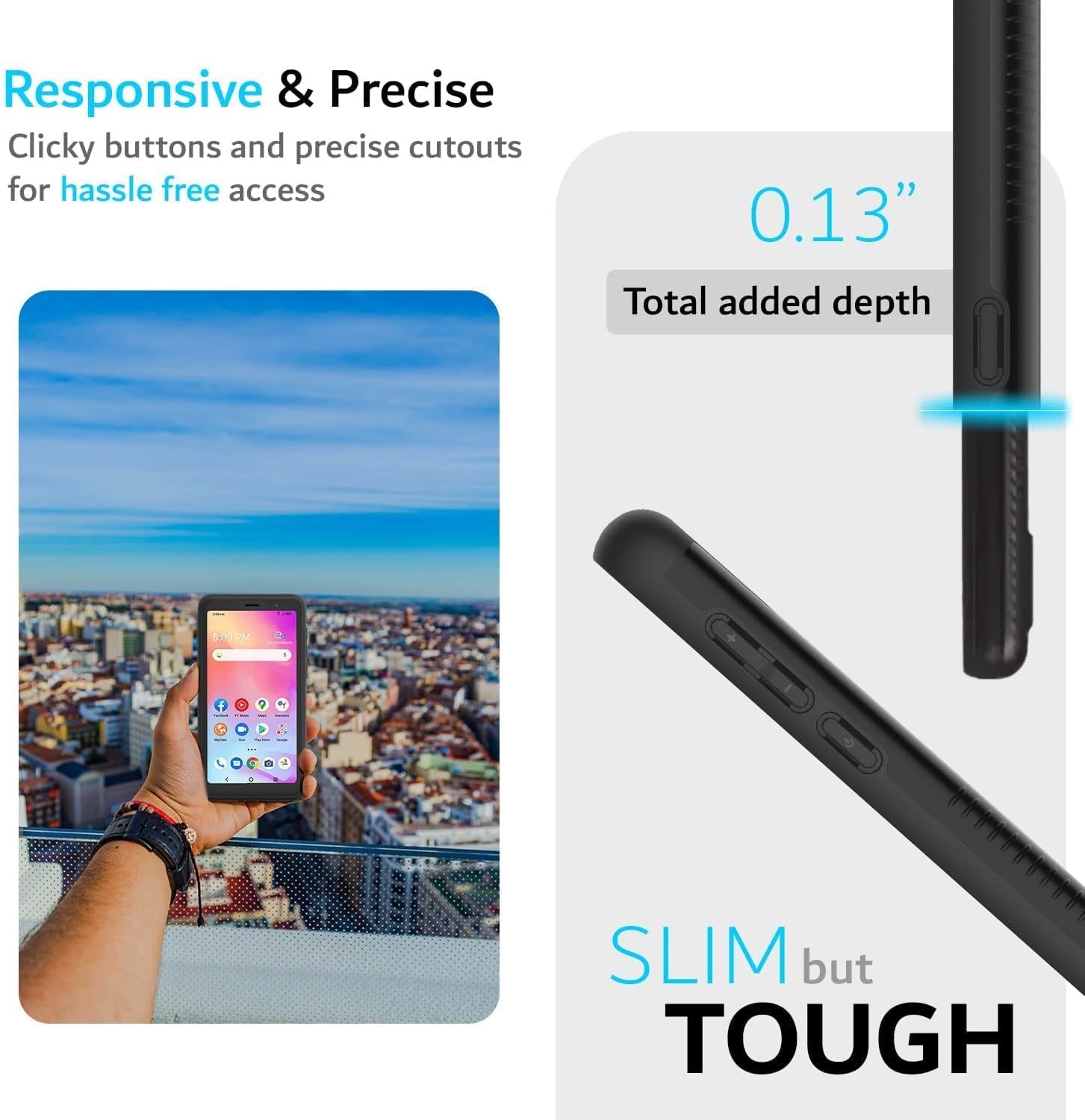 TUDIA Dualshield Designed for Alcatel TCL A3 A509DL Phone Case/Tcl A30 Case, [Merge] Shockproof Military Grade Drop Protection Dual Layer Protective Case - Matte Black  TUDIA   