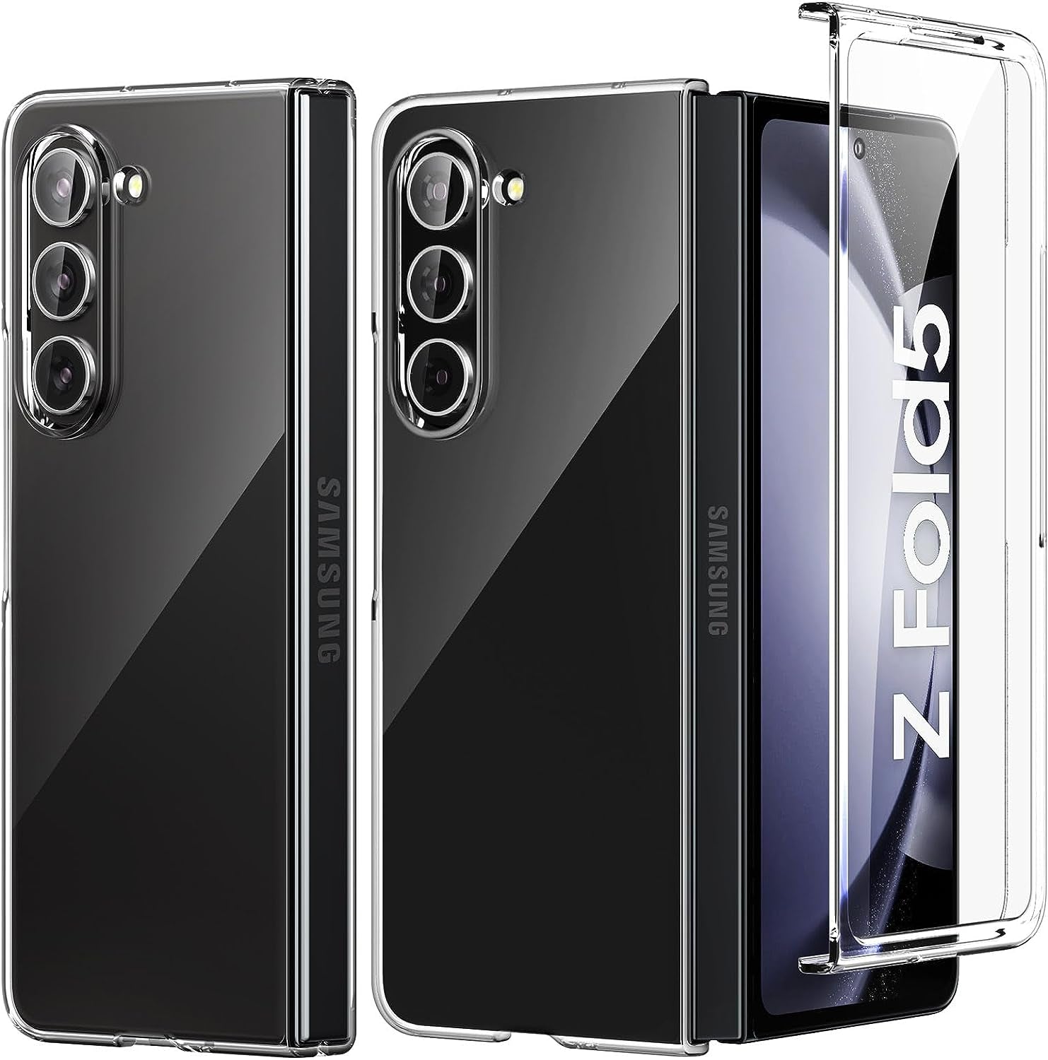 Foluu Clear Case for Samsung Galaxy Z Fold 5 with Front Built-In Screen Protector - Scratch Resistant Hard PC Back Bumper Protective Shockproof Cover for Samsung Galaxy Z Fold5 5G 2023  Foluu   