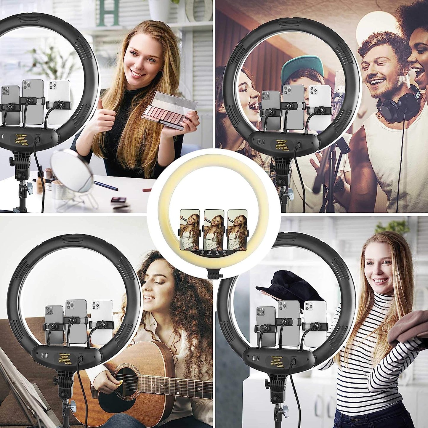 18" Inch Remote LED Ring Light with Tripod Stand,Thecosky 2021 Big Color Temperature Ajustable 2700K-6500K LED Stream Light with 3 Phone Holders for Camera Photography, Youtube Videos, Selfie ,Makeup  Thecosky   