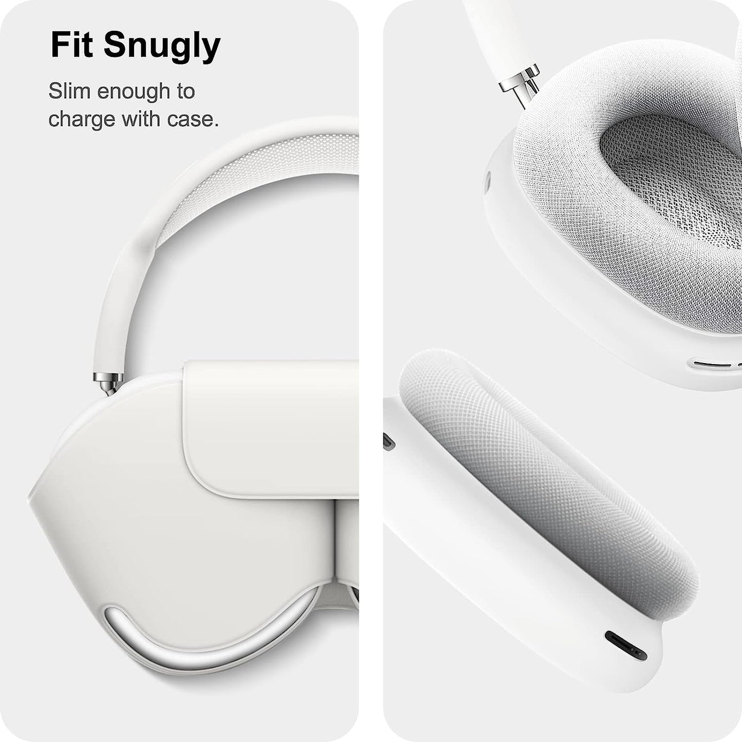Woyinger Silicone Case for Airpods Max Headphones, Scratch-Resistant Earcup Caps and Headband Cover, Airpods Max Accessory Skin Case,White  Woyinger   