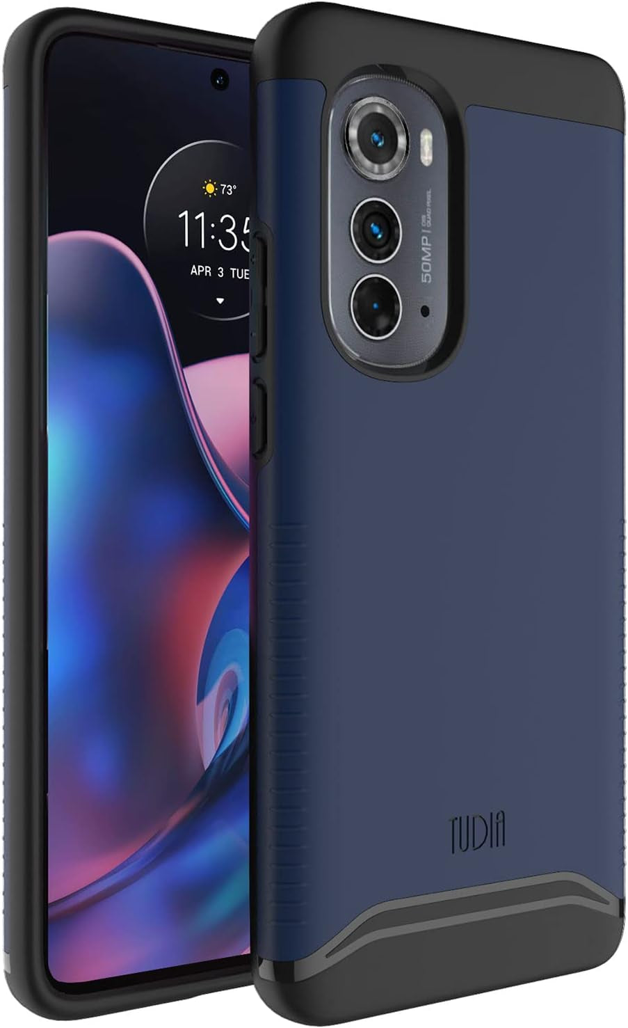 TUDIA Dualshield Designed for Motorola Edge 2022 Case, [Merge] Shockproof Military Grade Slim Dual Layer Heavy Duty Protection for Moto Edge 2022 Case - Metallic Slate  TUDIA Indigo Blue  