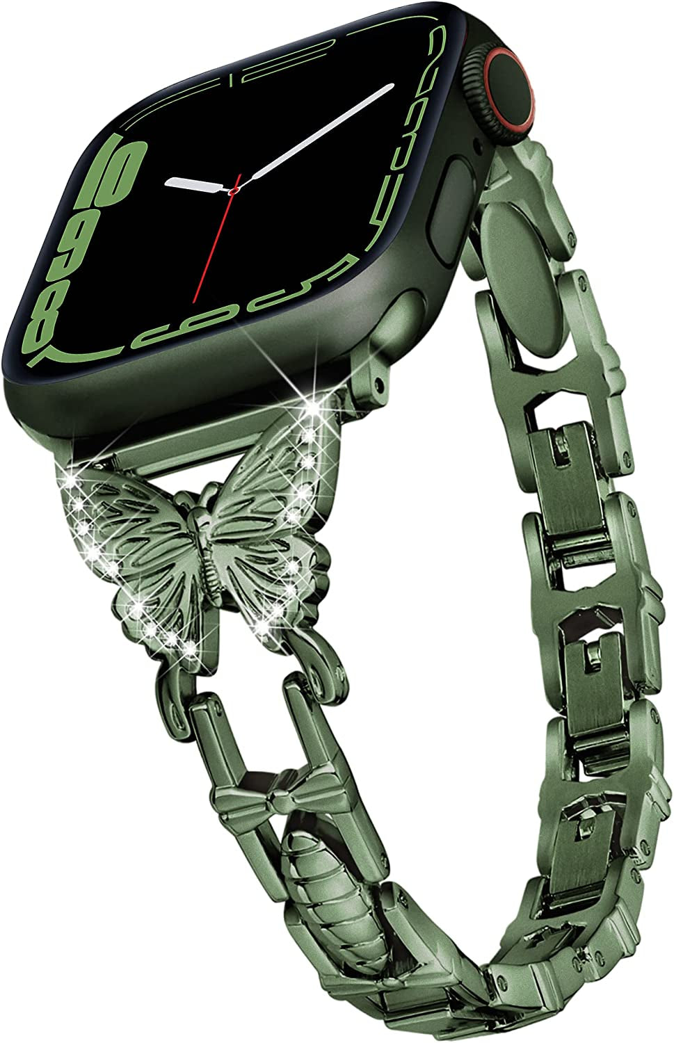 Wipalor Compatible with Apple Watch Band 42Mm 44Mm 45Mm 49Mm, Lightweight for Women, Easy Adjustable Bracelet, Shiny Diamond on Butterfly, Jewelry Metal Strap for Iwatch Series 8 7 6 5 4 3 2 1 SE Ultra(Rose Gold)  NB-tech Company Superb Green for Series 7 42/44/45/49 mm 