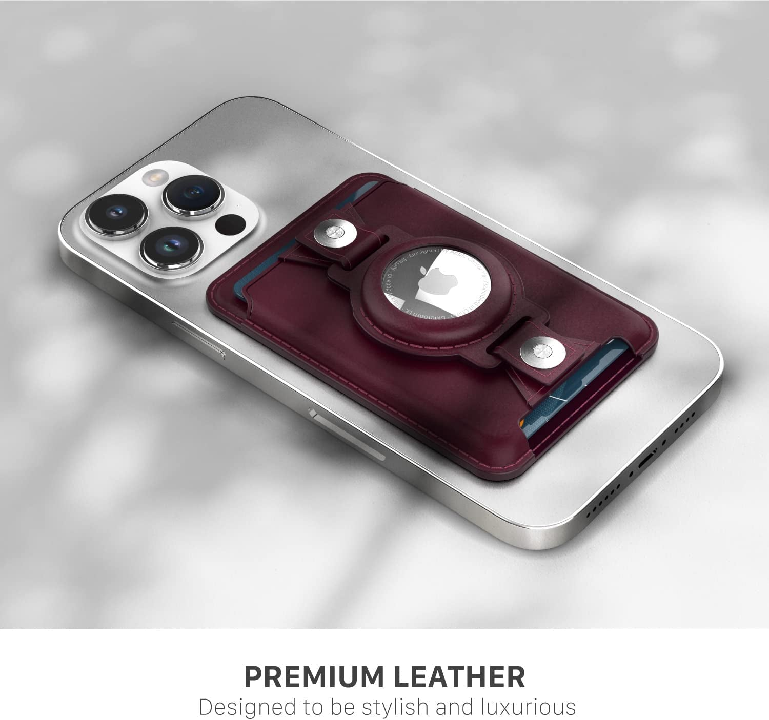 VENA Magsafe Wallet for Iphone with Airtag Holder, Card Holder, RFID Protection, 3-In-1 Detachable Magnetic Leather Case with Kickstand for Iphone 14/13/12 Series - Burgundy Red  Vena   