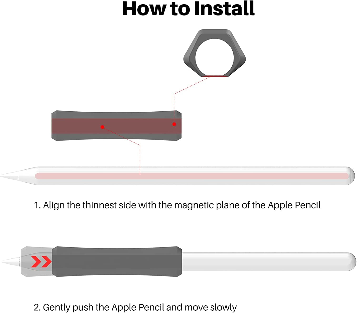 NIUTRENDZ 3 Pack Apple Pencil Grip Silicone Case Accessories Cover Ergonomic Design Sleeve Compatible with Magnetic Charging and Double Tap (Apple Pencil 2Nd Generation, White + Grey + Black)  NIUTRENDZ   