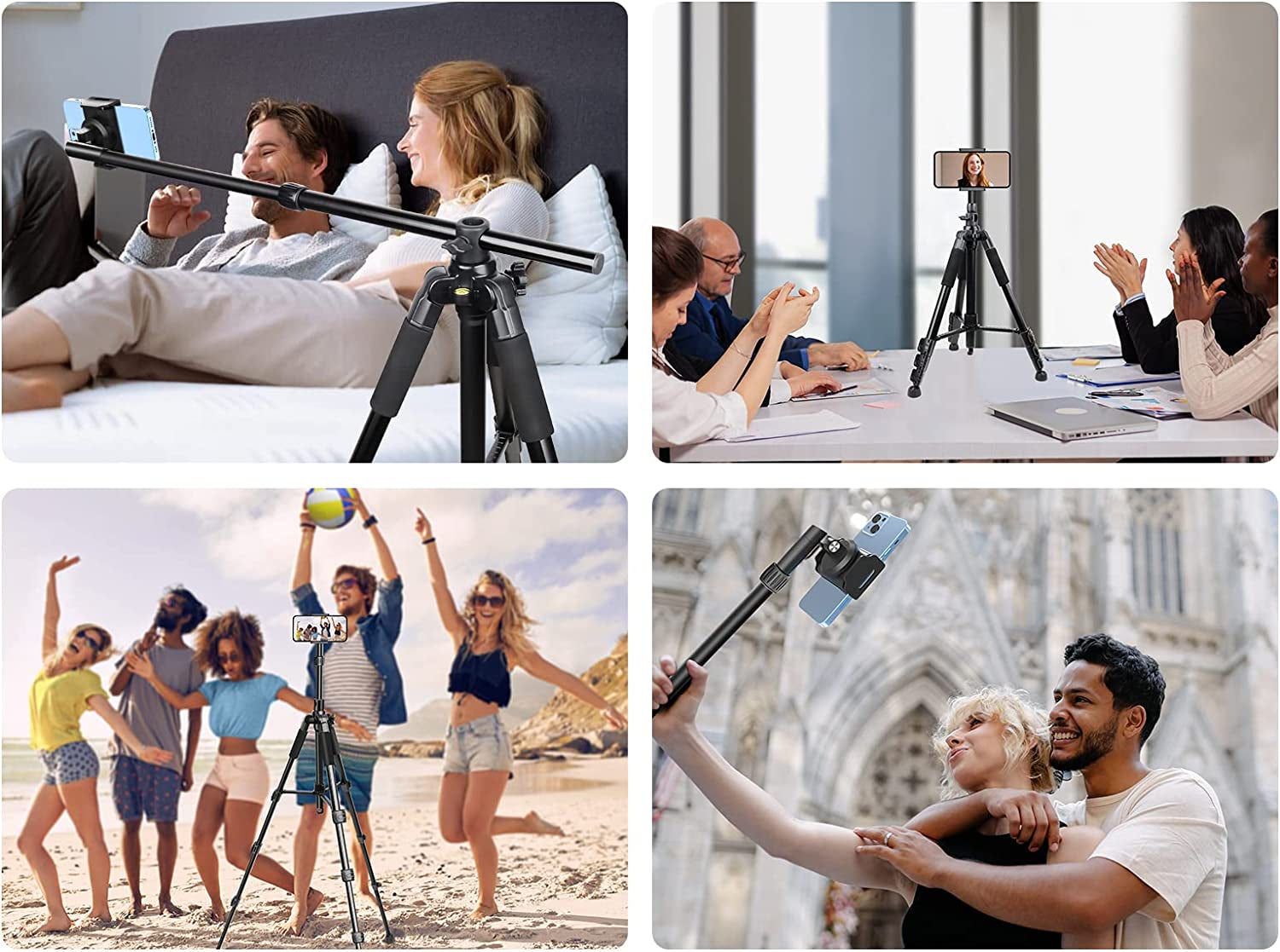 Elitehood Iphone Tripod for Overhead Video Recording [Heavy Duty & Ultra-Stable], 25In Horizontal Long Extendable Boom, 360° Rotation Iphone Tripod Stand with Remote, Vertical 71" Tall Phone Tripod  elitehood   