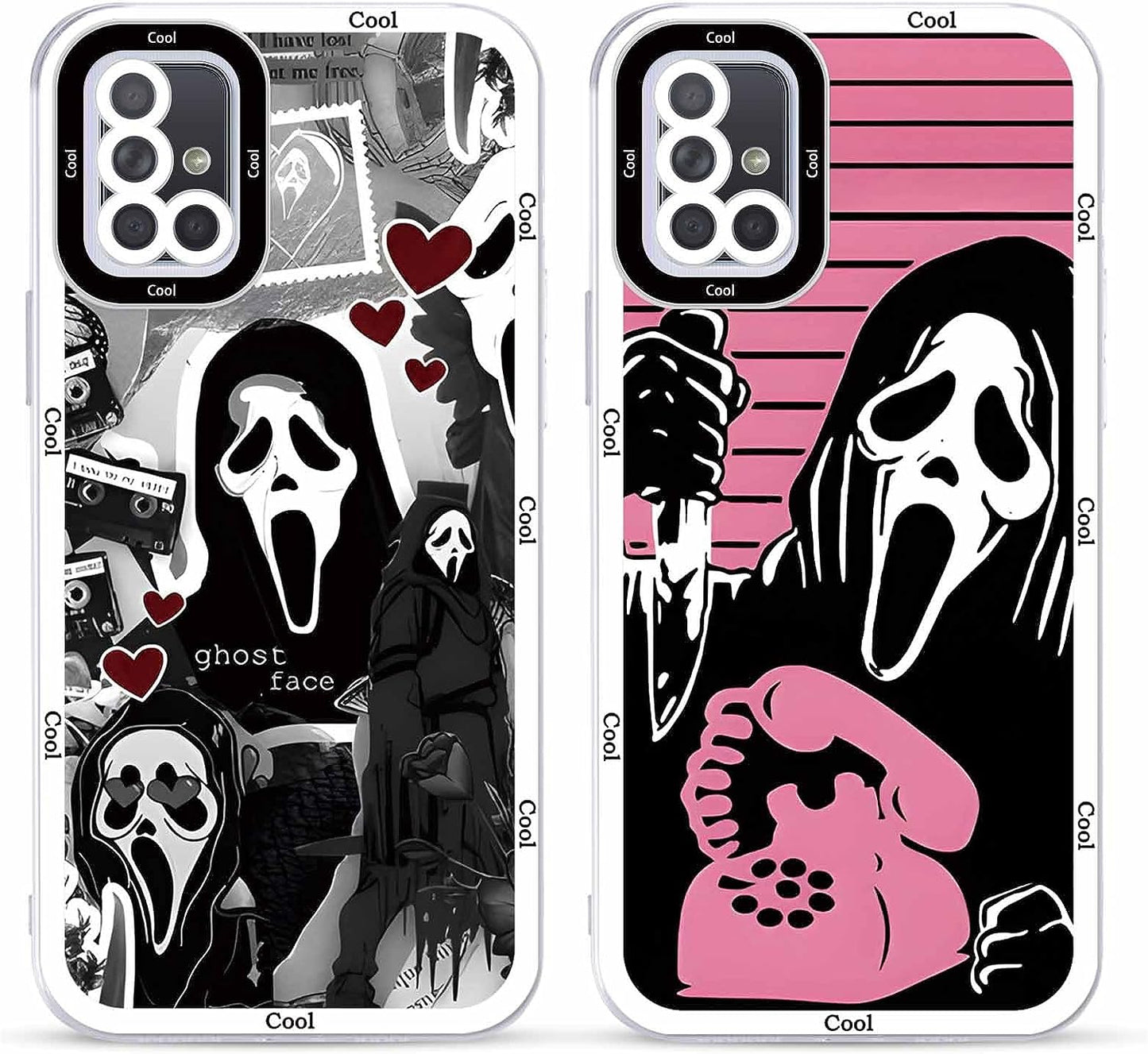 2 × Phone Case for Samsung Galaxy S20/S11E Case Clear 6.2",Scream Horror Movie Printed, Cute Skull Pattern Design Transparent Cases for Women Men Girls, Soft TPU Funda for Samsung S20/S11E,Ghost Face  DZY US Samsung Galaxy A71 (4G)  