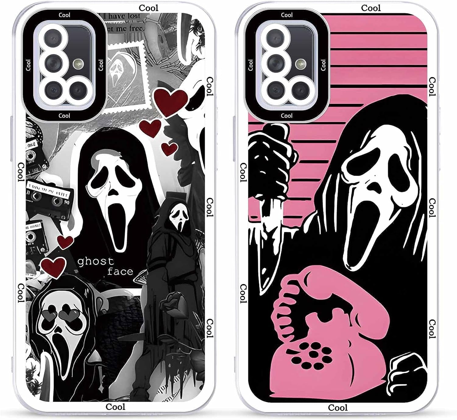 2 × Phone Case for Samsung Galaxy S20/S11E Case Clear 6.2",Scream Horror Movie Printed, Cute Skull Pattern Design Transparent Cases for Women Men Girls, Soft TPU Funda for Samsung S20/S11E,Ghost Face  DZY US Samsung Galaxy A71 (4G)  