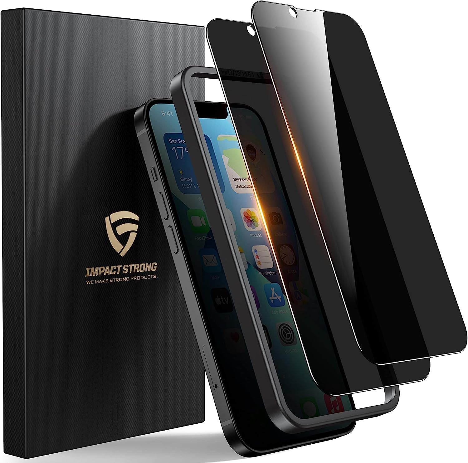 Impactstrong Privacy Glass Screen Protector for Iphone 14 /Iphone 13/13 Pro [6.1 Inch] Anti-Scratch Tempered Glass Screen Protectors with [Easy Install Kit] [9H Hardness], Case Friendly - 2 Pack  ImpactStrong   