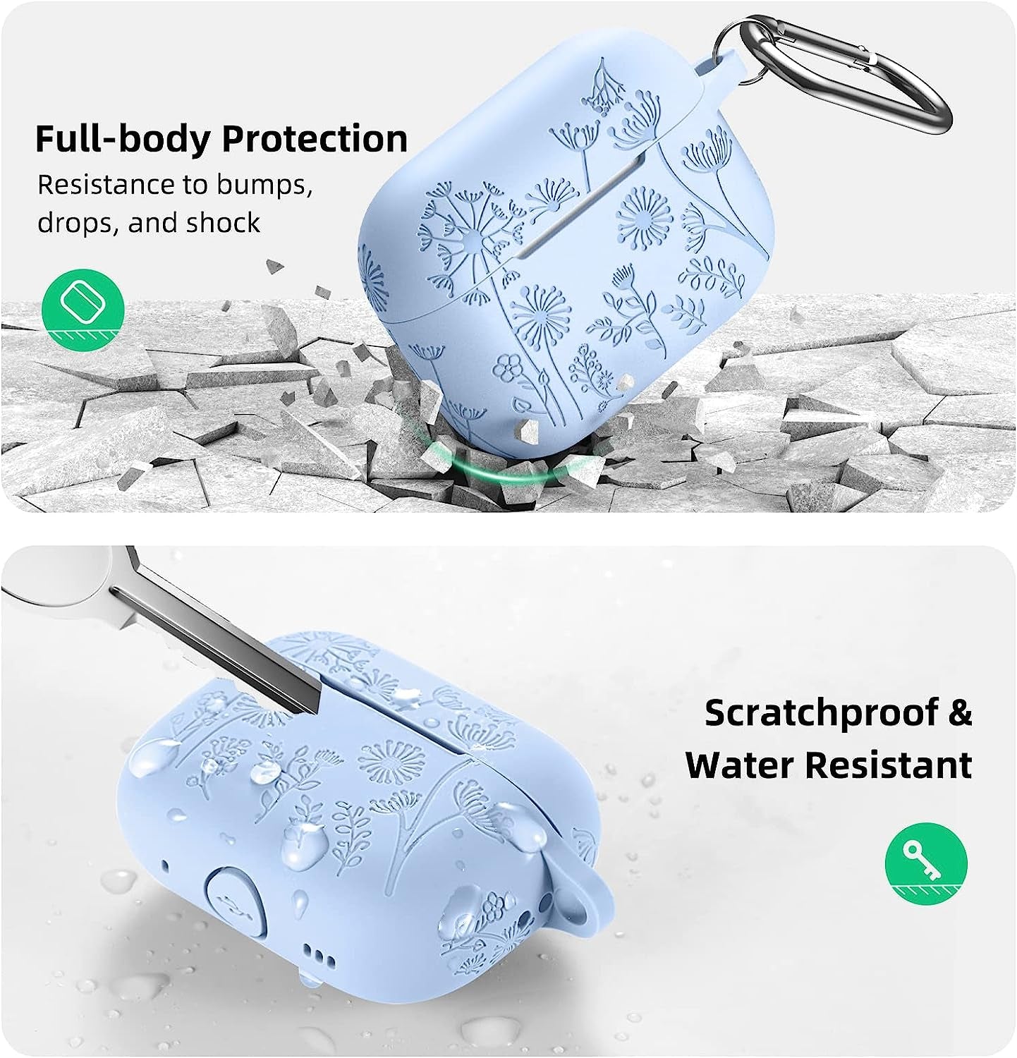 Lerobo Flower Engraved Case Compatible with Airpods Pro 2 Case Cover, Cute Soft Silicone Skin Cover Full Protective Case for Apple Airpods Pro Case 2Nd/1St Generation Front LED Visible, Lilac  Lerobo   