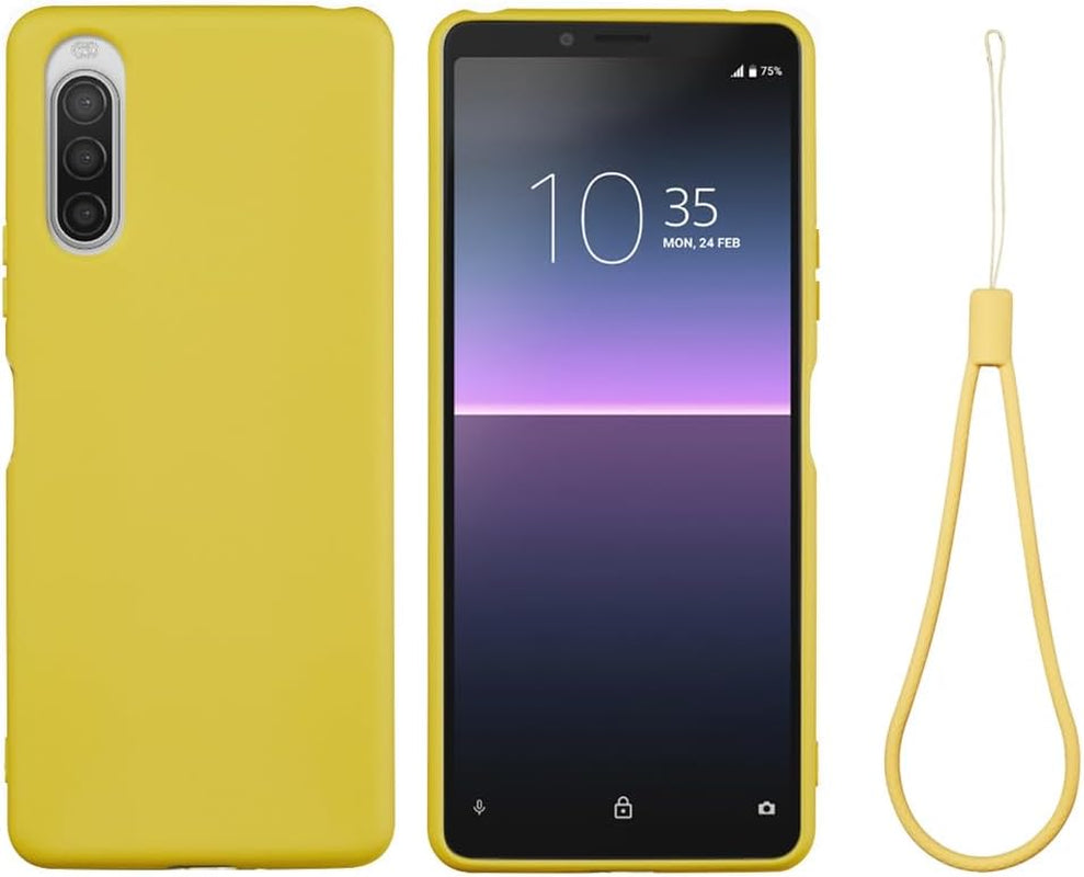 Case for Sony Xperia 10 II, Liquid Silicone Protective Phone Case for Sony Xperia 10 II with Silicone Lanyard, Slim Thin Soft Shockproof Cover for Sony Xperia 10 II Silicone Case Yellow  Generic   