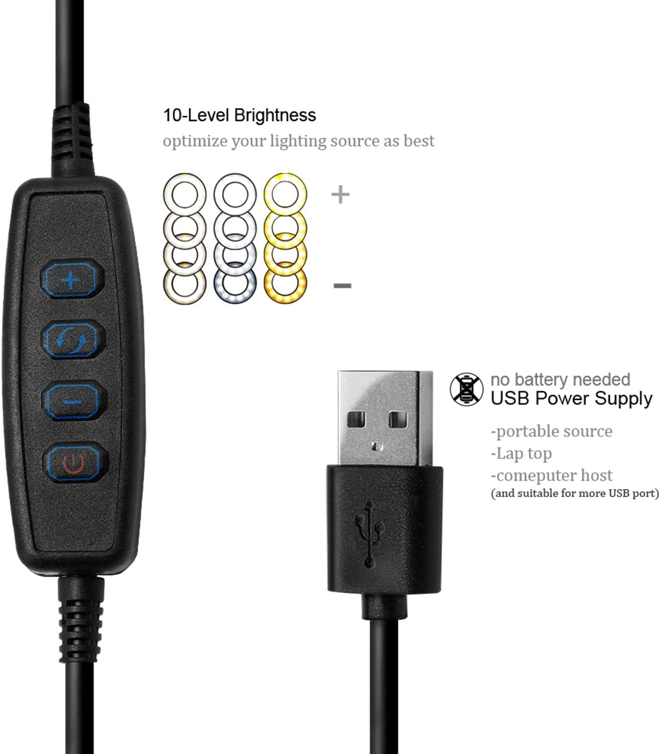 ETOPLIGHTING LED Selfie Ring Light with Cell Phone Holder for Photo Video Live Streams, Gooseneck Dimmable Desk Light, APL1970  ETOPLIGHTING   