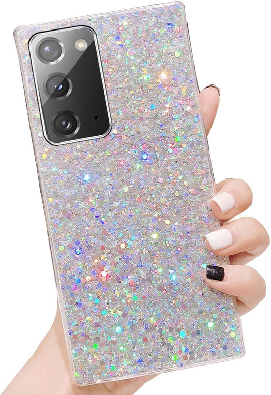 Topwin Galaxy Note 20 5G Glitter Case, Sparkle Bling Shiny Diamond Slim Soft Reflective Clear TPU Rubber Bumper Girl Women Protective Case for Samsung Galaxy Note 20 6.7 Inch 2020 (Silver)  Topwin   