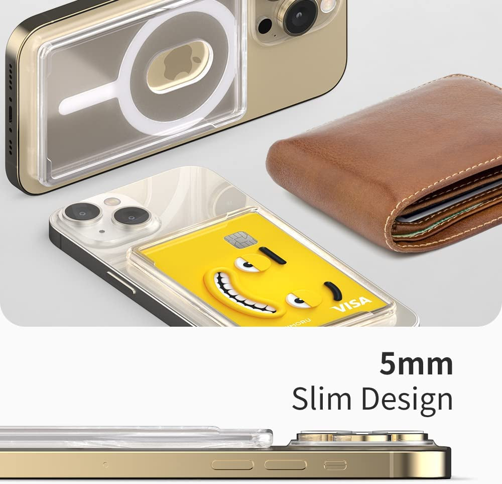 Sinjimoru Open-Frame Magnetic Wallet for Magsafe, Magnetic Clear Card Holder Case Compatible with Apple Iphone 12 13 14 plus Pro Max Wallet for Mag-Safe, Cell Phone Credit Card Case. M-Slim Slot  Sinjimoru Co.Ltd   