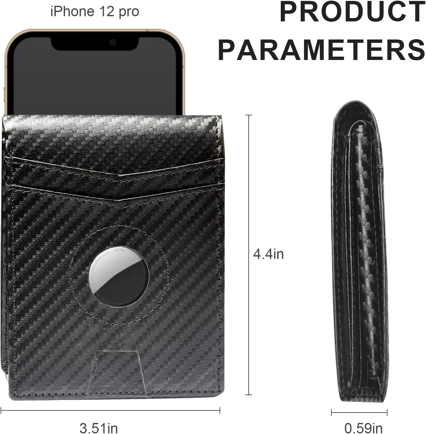 GACEMIU Airtag* Wallet Mens Bifold Leather Carbon Fiber Wallet Air Tag Wallet with Card Holder RFID Blocking Gifts for Men  GACEMIU   