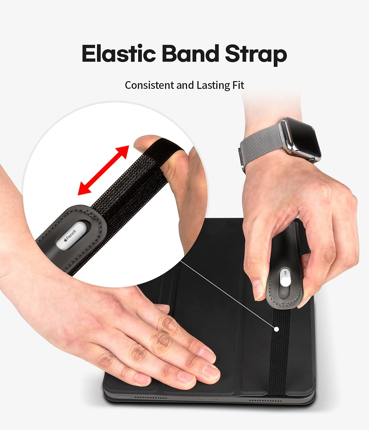 Goospery Pencil Holder Compatible with Apple Pencil Case(1St & 2Nd Generation)Stylus Pen Sleeve PU Leather Accessories Elastic Band for All Tablets Including Ipad Pro 12.9 11 Inch Air 4Th - Dark Grey  GOOSPERY   