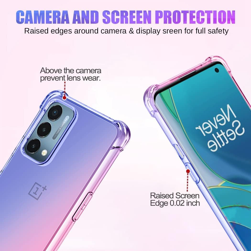 Gufuwo Case for Oneplus Nord N200 5G Case, Oneplus N200 Cute Case Girls, Gradient Slim anti Scratch Soft TPU Phone Cover Shockproof Protective Case for Oneplus Nord N200 5G (Blue/Pink)  Gufuwo   