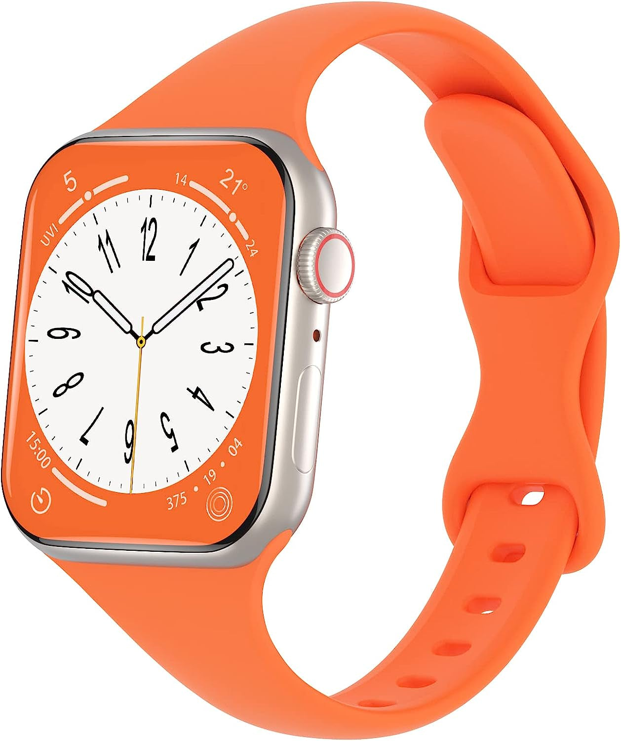 DYKEISS Sport Slim Silicone Band Compatible for Apple Watch Band 38Mm 42Mm 40Mm 44Mm 41Mm 45Mm 49Mm, Thin Soft Narrow Replacement Strap Wristband for Iwatch Ultra Series 8/7/SE/6/5/4/3/2/1 Women Men  DYKEISS Bright Orange 42/44/45/49mm 