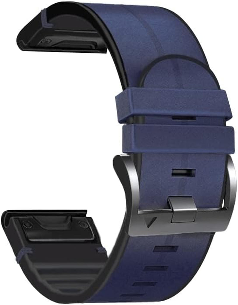 VBWVA 22 26Mm Silicone Leather Watch Band for Garmin Fenix 6X 6 Pro 5X 5 plus 7X 7 3 3HR 945 Straps Smart Watch Wristbands Replacement  VBWVA B 26mm Width 