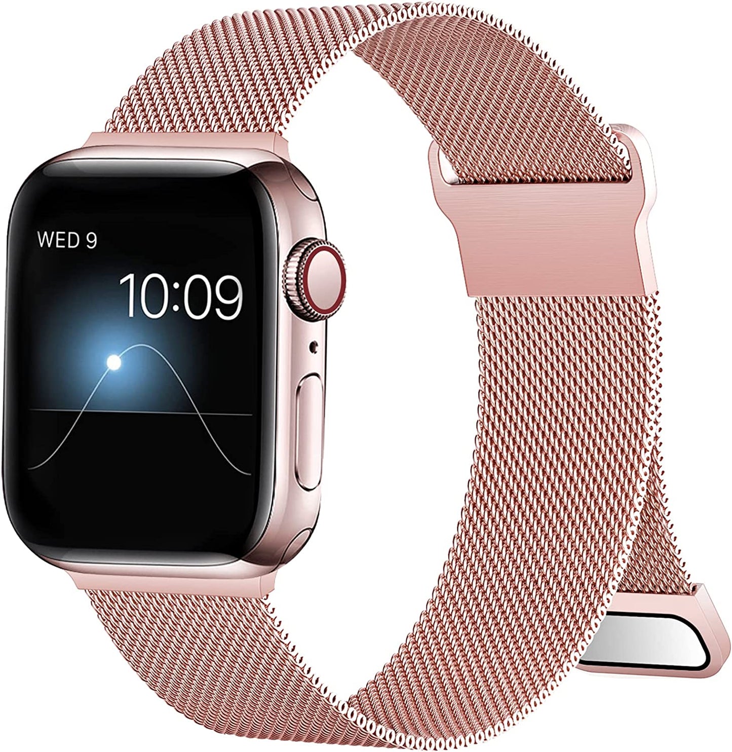 ZXCASD Metal Bands Compatible with Apple Watch Band 42Mm 44Mm 45Mm 49Mm Women Men,Silver Loop Adjustable Mesh Strap for Iwatch Series 8 7 6 5 4 3 2 1 SE Ultra  ZXCASD-20 Rose Pink 42mm 44mm 45mm 49mm 